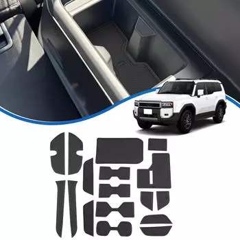 SXCY Новый резиновый коврик Toyota Land Cruiser 250 Коврик для дверного кармана Land Cruiser 250 Эксклюзивный резиновый коврик для салона Шумоизоляция Пятна Устойчивость к царапинам чёрный