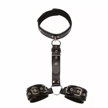 SXOVO Collar Handcuffs Back Shackles Adjustable SM Restraints Restraints Cosplay Slave Training SM Lead SM Goods for Beginners