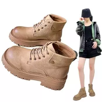 SyfIyno 2024 New Plus Plush and Thin Styles Boots Women Chunky Boots Ladies Shoes Khaki Yellow Black Boots Women Barefoot Shoes 35