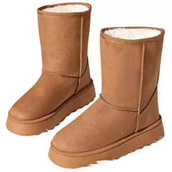 SyfIyno Fashion Camel Mid-Ice Snow Boots для женщин Теплые плюшевые зимние ботинки на платформе Женские толстые подошвы без застежек Botas Ujer 36 коричневый