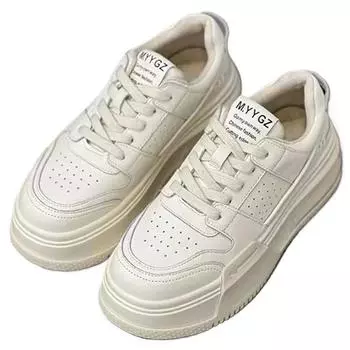 SyfIyno Кожаные дышащие повседневные женские кроссовки из вулканизированной кожи Кроссовки для ходьбы Беговые туфли на платформе Плоские туфли Ботинки из хлопка 35