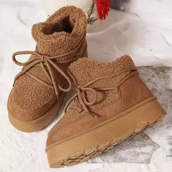 SyfIyno New Snow Boots Winter New Cashmere Warm Thick Soles Cotton Shoe for Women New Collection Mujer Zapatillas 36 белый