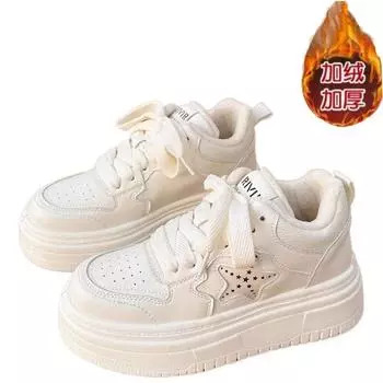 SyfIyno Новые зимние плюшевые высокие спортивные туфли Теплые хлопковые туфли Повседневные кроссовки Lolita на толстой подошве 35 белый