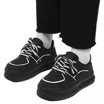 SyfIyno Женские спортивные туфли Платформа Черные кроссовки Вулканизированные Винтажные Повседневные Скейтборд Балетки Корейская обувь Теннисная Женская 35 чёрный