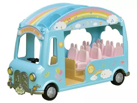 Sylvanian Families Детский сад Транспортное средство Детский сад Сертификация ST Mark Для детей от 3 лет и старше Игрушечный кукольный домик Sylvanian Families EPOCH [Радужный автобус] S-62