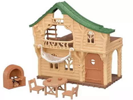 Sylvanian Families Семейный поход Дом из бревна в ST Mark Сертификация Для детей от 3 лет и старше Игрушечный кукольный домик Sylvanian Families EPOCH [Захватывающий лес]