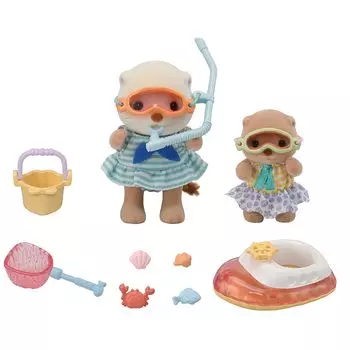 Sylvanian Families Set Otter Siblings Play ST Mark Certification Игрушечный кукольный домик Sylvanian Families EPOCH Кукла/Мебель [Море-Море