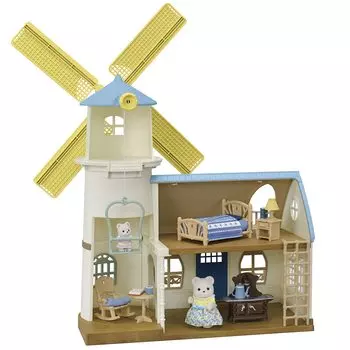 Sylvanian Families Сезонный подарок ветряная мельница ST Mark Сертификация для детей от 3 лет и старше Игрушечный кукольный домик Sylvanian Families EPOCH [Праздничный набор] жёлтый