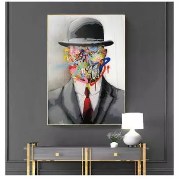 Сын Человеческий граффити художественные постеры и принты поп-арт картины на холсте уличное искусство для домашнего декора знаменитая картина Рене Магритта 21cm30cm NoFrame