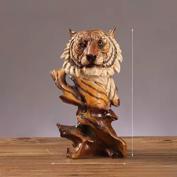 Synthetic Animal Resin Head Statue Office Bookshelf Decoration Gift For Friends Tiger