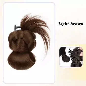 Synthetic Chignon Claw Clip Flower Bud Head Ponytail Extensions Natural For Women Hair Accessories светло-коричневого