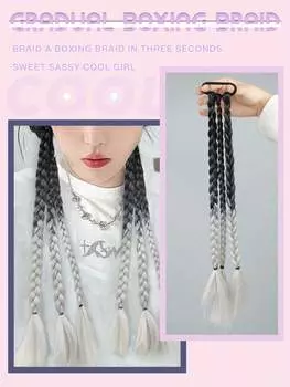 Синтетический градиентный хвост с косичкой и резинкой, 20-дюймовый боксерский хвост, наращивание волос 20inch