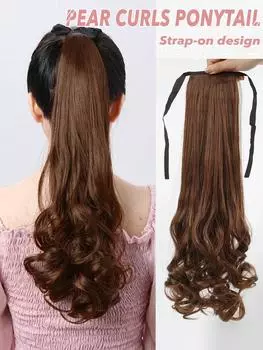 Синтетический грушевидный цветок, завивающийся на шнуровке, накладные волосы в виде конского хвоста, натуральный парик в виде конского хвоста 22inch