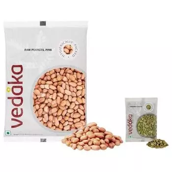 Сырой арахис Vedaka, розовый, 1 кг и бренд Amazon - Vedaka Cardamom (Элаичи), Маленький, 50г