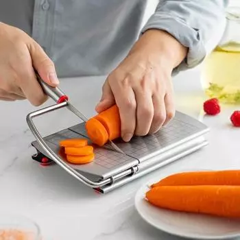 Сырорезка с доской Многоцелевой сырорез для блочного сыра Легкая нарезка Гильотина для ветчины Билтонг Универсальный вяленый слайсер серебряный