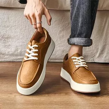 SYTK High quality men s casual sneakers Trendy casual Thick bottomed versatile style Party outdoor activity travel men s shoes 38 коричневый