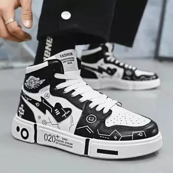SYTK Men s Shoes 2024 New High Top Casual Board Shoes Student Fashion Couple Shoes Running Luxury Designer Sneakers Men 36