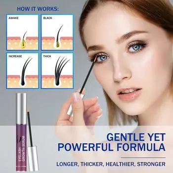 Сыворотка для ресниц, сыворотка для роста ресниц, сыворотка для густоты и здоровья ресниц - для наращенных ресниц и бровей 8 мл чёрный