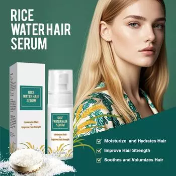 Сыворотка для волос на основе рисовой воды, профилактика ломкости волос, рост волос, профилактика выпадения волос, питательный спрей для кожи головы, 60 мл белый