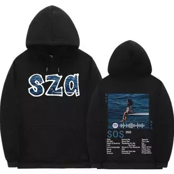 SZA Музыкальный альбом SOS Толстовка с графикой Двусторонние толстовки большого размера с рисунком Повседневные винтажные толстовки в стиле хип-хоп Уличная одежда 2XL