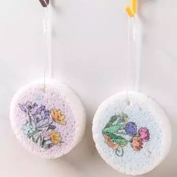 Сжатая древесная масса хлопковая тряпка кухонная чистка мытье посуды губка швабра круглая цветы принт губка толщина 1.85 см после замачивания