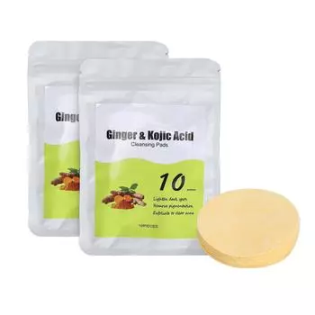 Сжатая очищающая подушечка для лица, уменьшает прыщи, нежно очищает поры, отшелушивает, куркума, койевая кислота, средство для лица