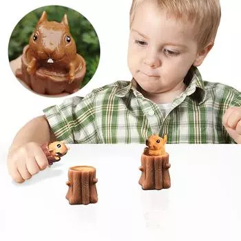 Сжимаем Белку Чашку Зло Декомпрессия Пни Деревьев Резиновые Детские Игрушки Подарки 1pcs