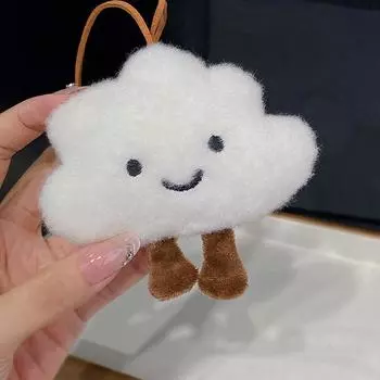 Сжимающая белая кукла-облако, плюшевая подвеска, белая плюшевая подвеска, милый брелок, пищащая сумка для ключей, милая кукла, брелок