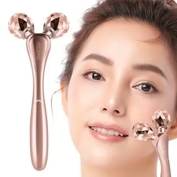 SZMDLX Beauty Small Face Beauty 3D Face Massage No Charge Small Prevents For Face Body Roller, Roller, Roller, Y-образный ролик, ролик, водонепроницаемый, розового золота