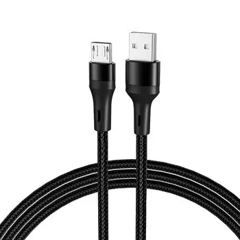 SZSL[1м/черный]Кабель Micro USB, кабель для быстрой зарядки Micro типа B, высокоскоростная передача данных, сверхпрочный кабель для быстрой зарядки смартфона 2,4 А