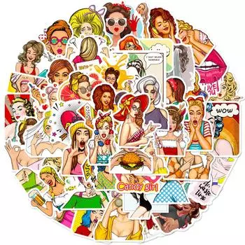 T0104034750 штук наклейки Pop Girl хип-хоп поп комиксы американская драма винтажные наклейки для девушек