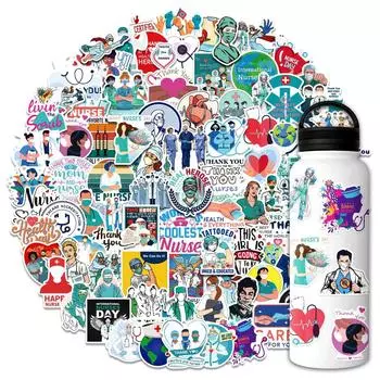 T01040681 100 Медицинские наклейки медсестры, Международный день медсестры, граффити-наклейки из креветочной кожи