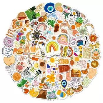 T01040773 Распродажа 100 Маленький Размер 4 см Листья Богемные Наклейки Винтажная Эстетика Искусство
