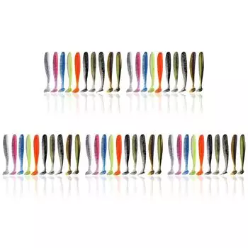 T0# 10Pcs 9cm Fishing Lures T Tail Worm Soft Bait Paddle Tail Swim Baits for Fis