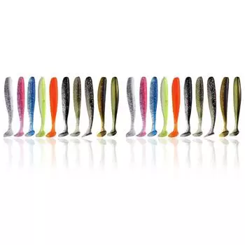 T0# 10Pcs 9cm Fishing Lures T Tail Worm Soft Bait Paddle Tail Swim Baits for Fis