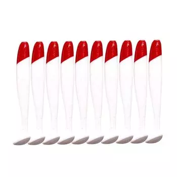 T0# 10Pcs Red Head White Body T Tail Bait 7cm Worm Swimbait Fishing Accessories
