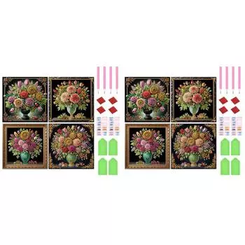 T0# 4pcs 5D DIY Partial Special Shaped Drill Diamond Painting Kit Vase Decor 30x