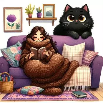 T0# 5D DIY Полный Круглый Дрель Алмазная Картина Девочка Кошка Комплект Домашний Декор Искусство 40x40см