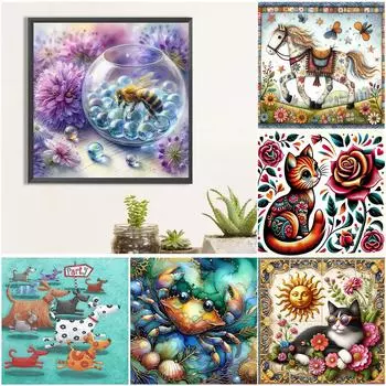 T0# 5D DIY Полный Круглый Дрель Алмазная Картина Животное Набор Домашний Декор Искусство Ремесло w3936