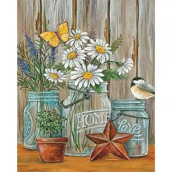 T0# 6 шт 5D DIY Полная круглая дрель Алмазная картина Цветы Бабочки Искусство 30x40c