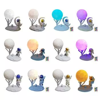 T0# Астронавт Луна Ночной Светильник Перезаряжаемый Космонавт Украшения Плавная Регулировка Затемнения 07