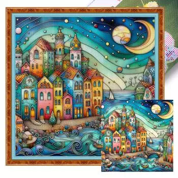 T0# Полная вышивка Эко-хлопковая нить 14CT Печатный Дом Вышивка крестом Набор Искусство 1