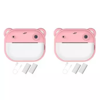 T0# Kids Mini Instant Print Camera HD 1080P Digital Camera 2.4 Inch Screen (Pink