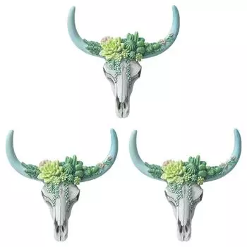 T0 # Longhorn корова череп голова скульптура декор из смолы для гостиной отеля (Суккуле