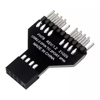 T0# Материнская плата USB2.0 9-контактный USB-концентратор 1 в 2 адаптер-преобразователь 9-контактный для RGB-лампы