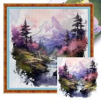 T0# Полная вышивка Эко-хлопковая нить 11CT Печатный пейзаж крестиком набор Ar 1
