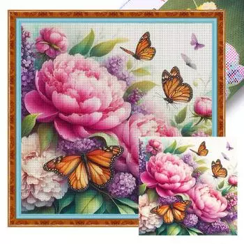 T0# Полная вышивка Эко-хлопковая нить 11CT Печатный цветок Набор для вышивки крестом Искусство JL792