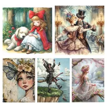 T0# Полная вышивка Эко-хлопковая нить 11CT Напечатанная Девочка Набор для вышивки крестом Искусство 5