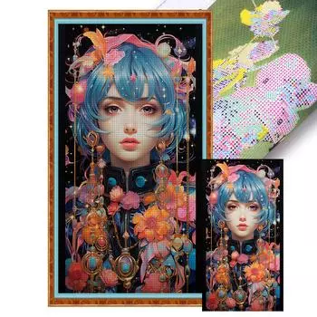 T0# Полная вышивка Эко-хлопковая нить 11CT Напечатанная Девочка Набор для вышивки крестом Искусство 3