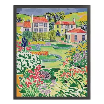 T0# Полная вышивка Эко-хлопковая нить 14CT Печатный цветок Набор для вышивки крестом Искусство HA191